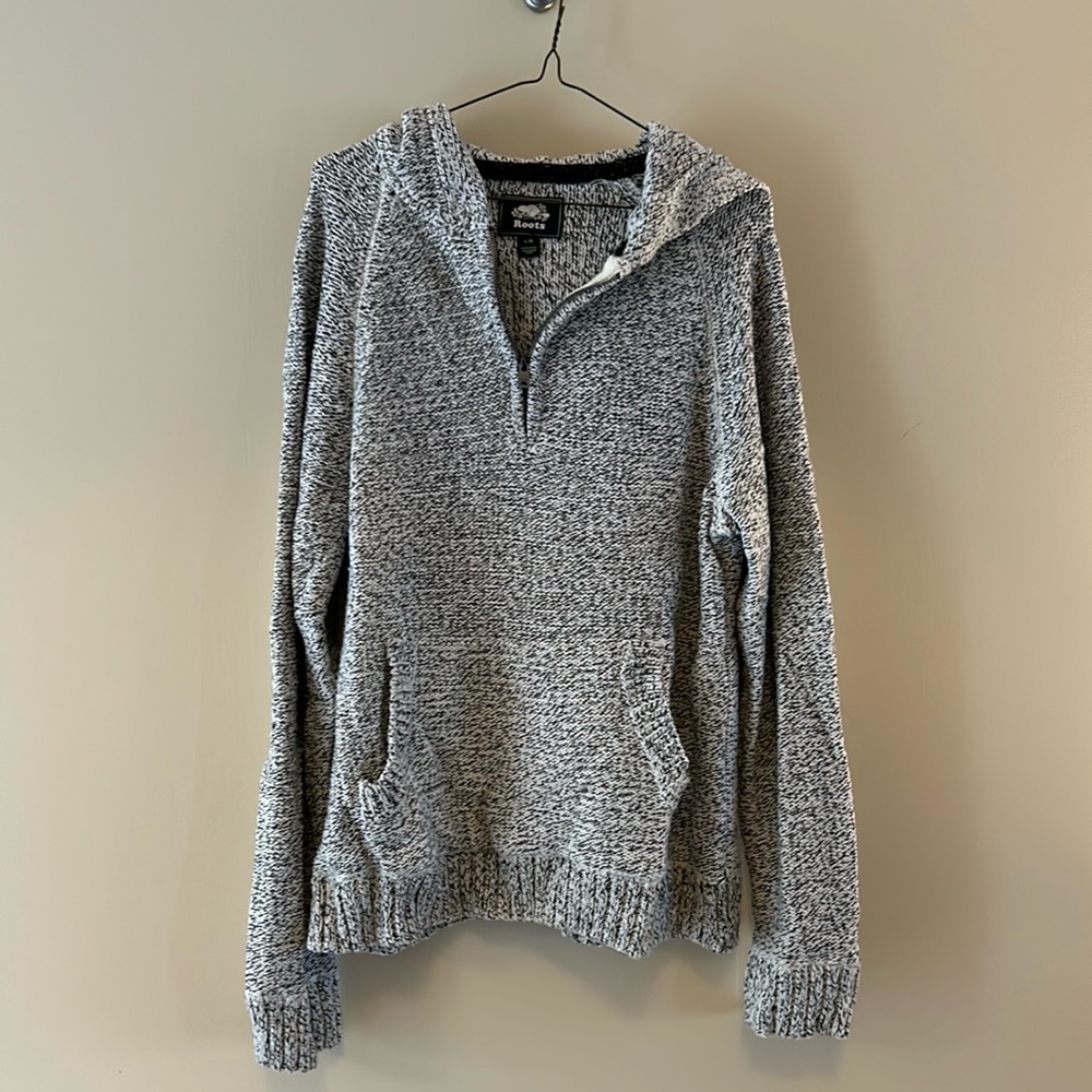 Men’s wool quarter zip roots hoodie; L, never worn